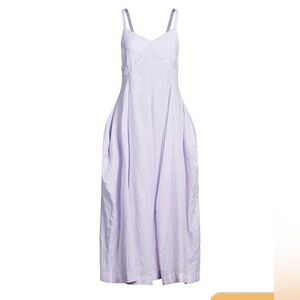 NWT Erika Cavallini 100% linen purple Spaghetti Strap Maxi Sundress
